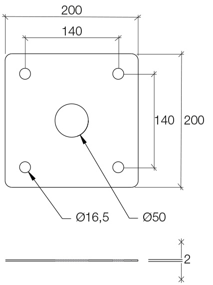 Counter flange and anchor bolts kit for Palo Delux System B